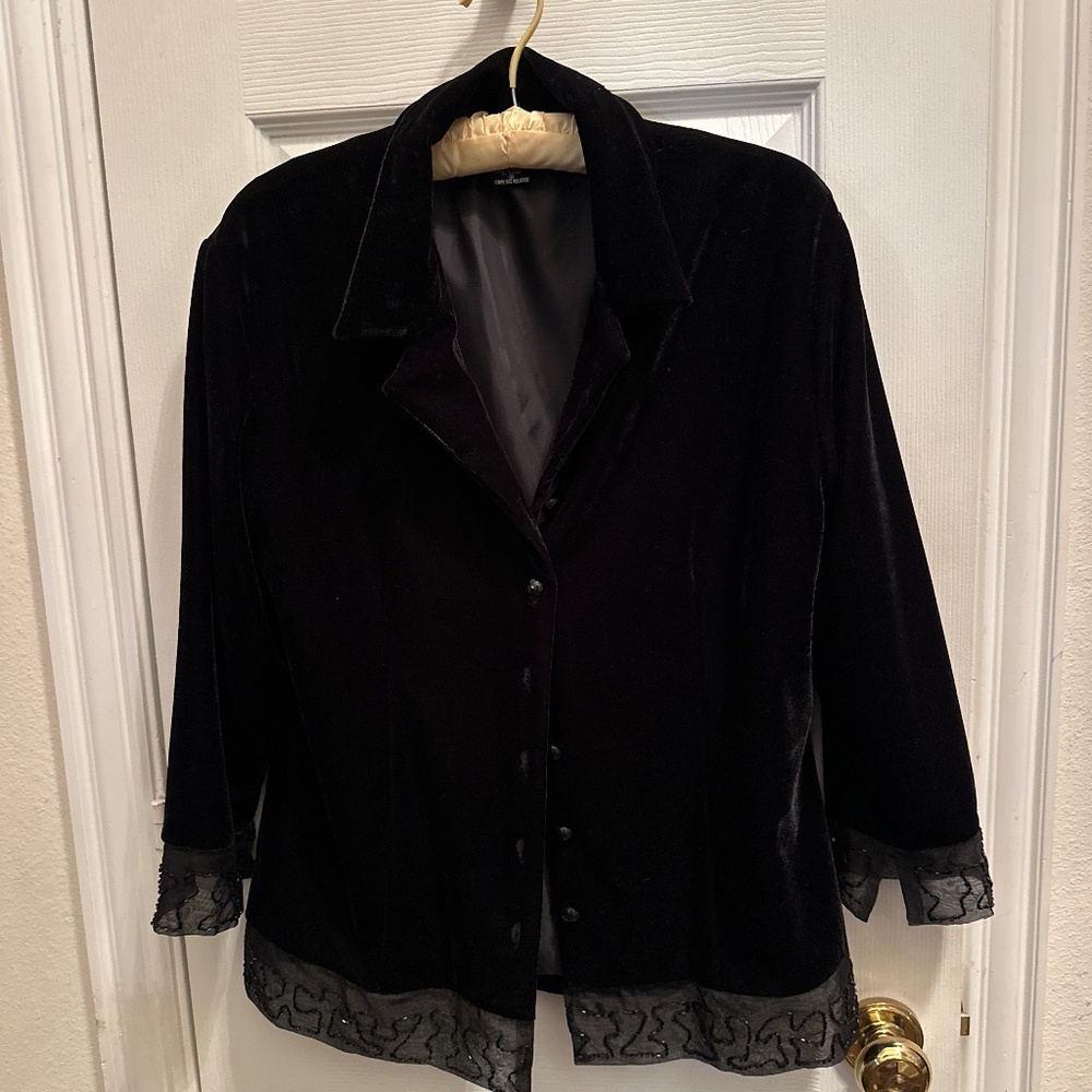 Silkland Velvet Jacket Womens 8 Black Dressy